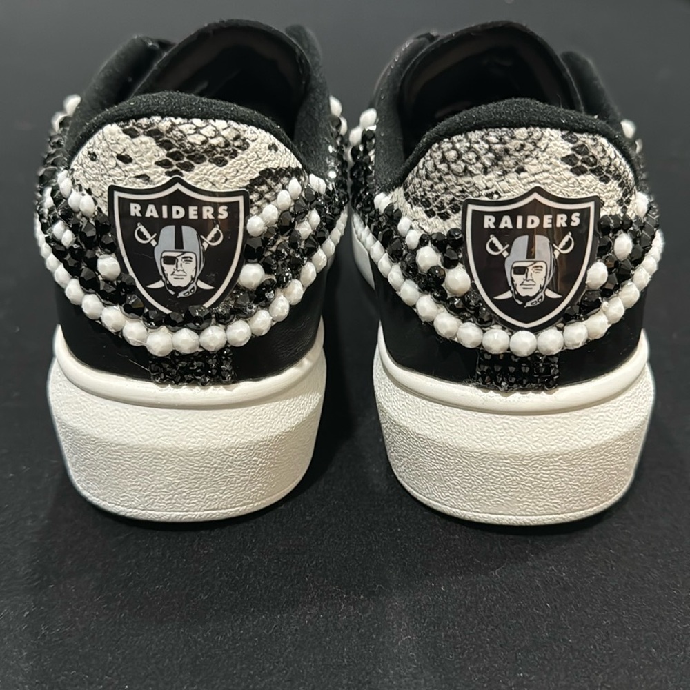 #RaiderNation bling, tennis shoes, size 8, NWB, NFL inspired.
